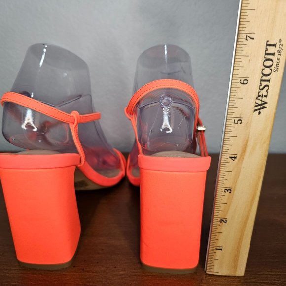 Neon Orange Ankle Strap heels size 7.5 - Picture 4 of 12